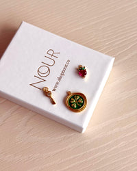 Green Clover Keychain Strawberry Charm - thumbnail 1
