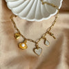 Pearl Shell Mother-of-Pearl Heart Paperclip Necklace