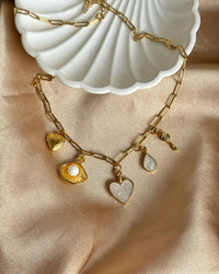 Pearl Shell Mother-of-Pearl Heart Paperclip Necklace - thumbnail 1