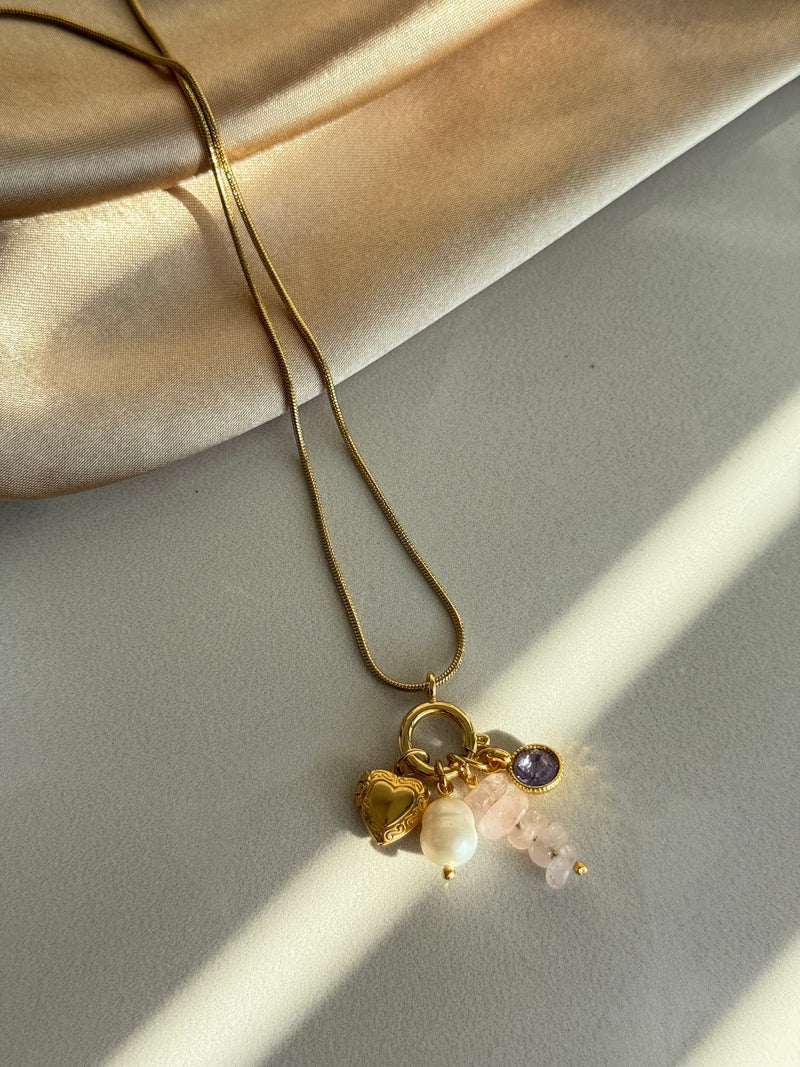 Pink Quartz Charm Necklace