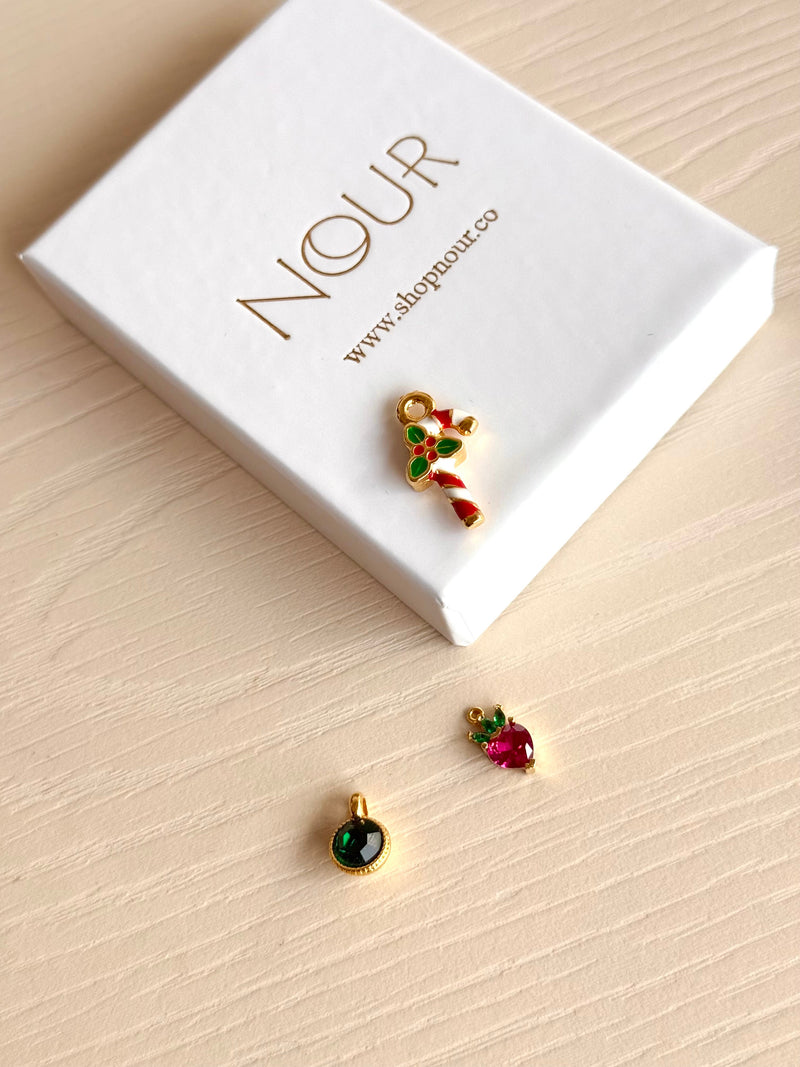 Sugar Strawberry Green Stone Charm