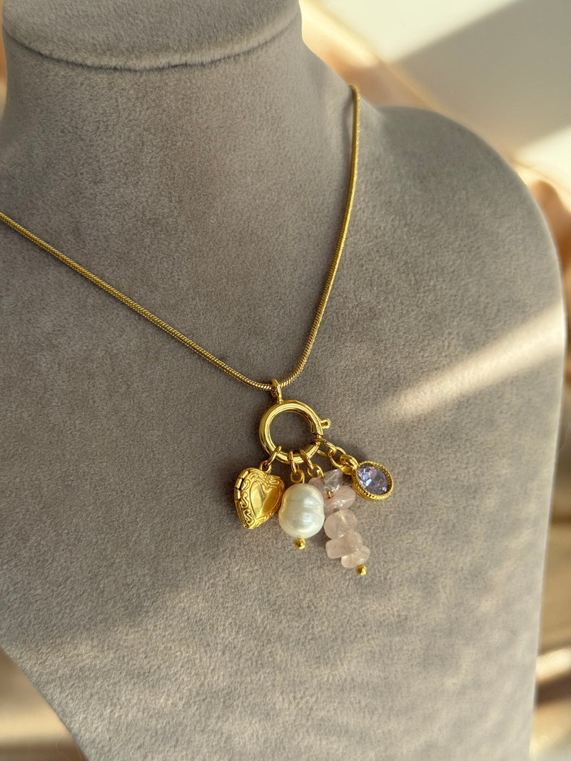 Pink Quartz Charm Necklace