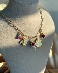 Pink Flower Porcelain Pearl Necklace - thumbnail 2