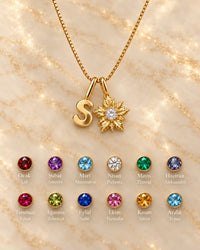 925 Sterling Silver | Daisy Birthstone Initial Necklace - thumbnail 2