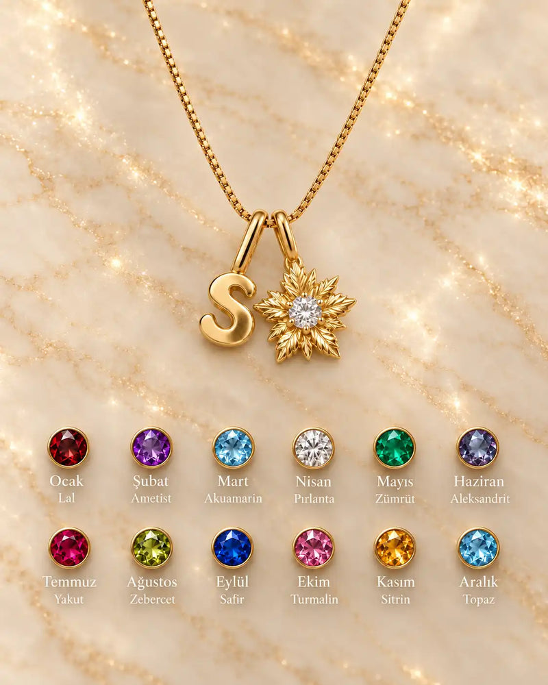 925 Sterling Silver | Daisy Birthstone Initial Necklace