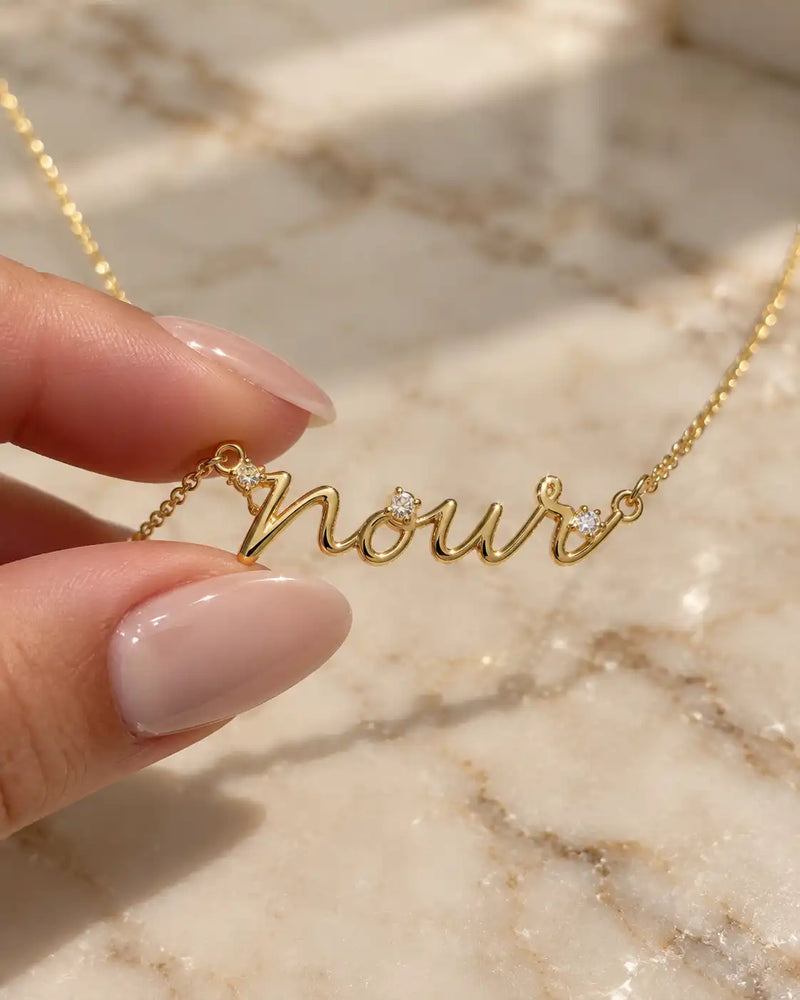 925 Sterling Silver | Stone-Set Name Necklace