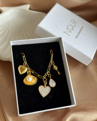 Pearl Shell Mother-of-Pearl Heart Paperclip Necklace - thumbnail 2