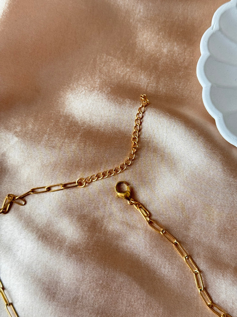 Pearl Shell Mother-of-Pearl Heart Paperclip Necklace
