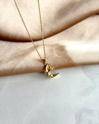 Crescent and Star Dangle Necklace with Stones - thumbnail 3