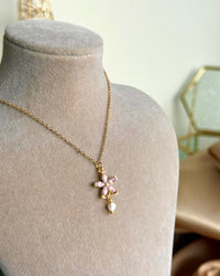 Pink Lotus Pearl Necklace - thumbnail 2