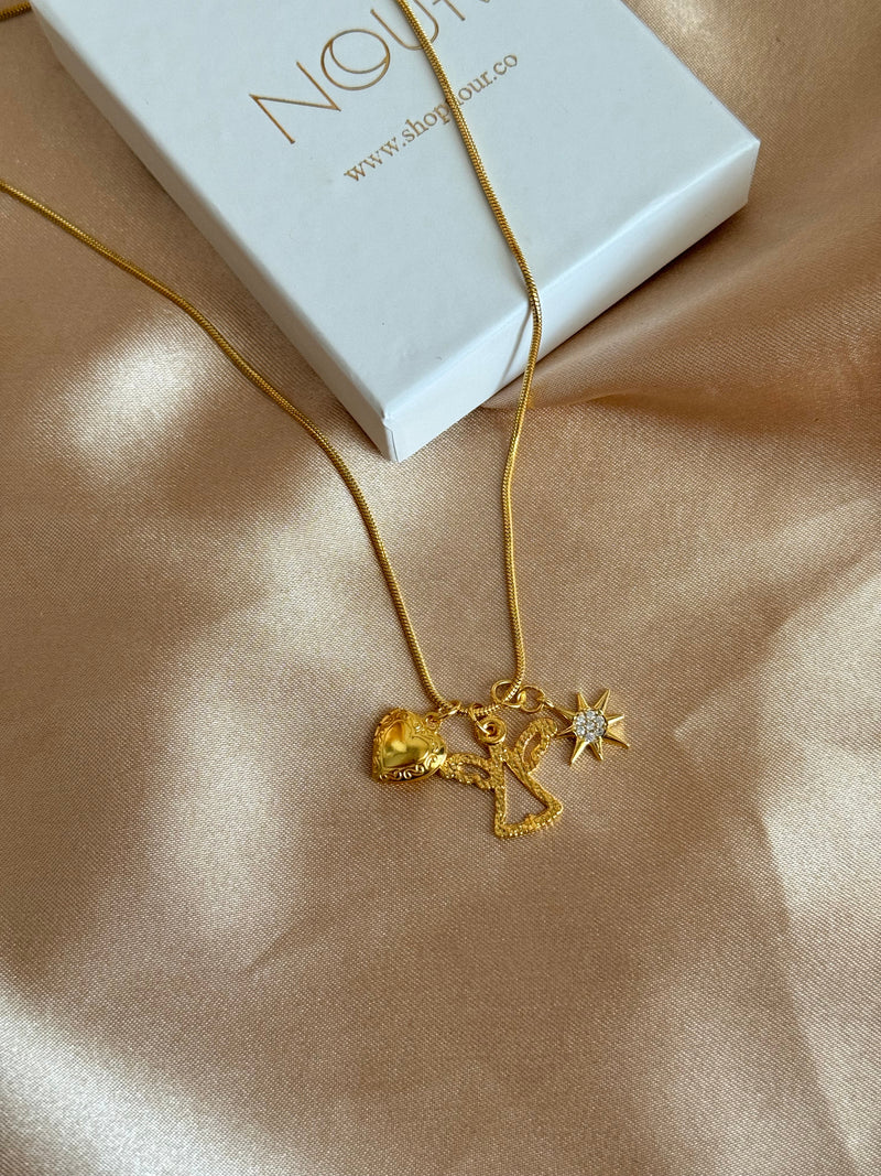 Angel Heart Star Charm Necklace
