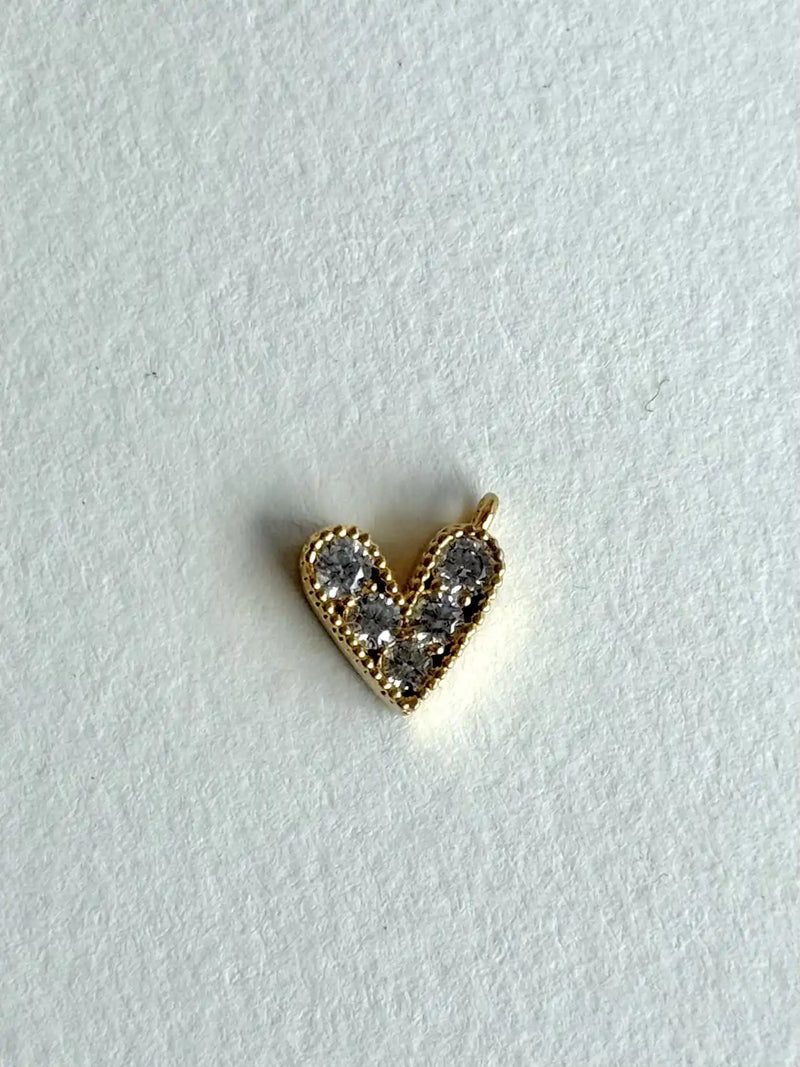 White Zircon Heart Charm