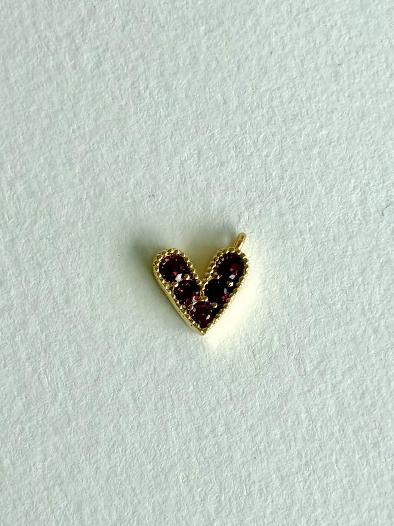 Red Zircon Heart Charm