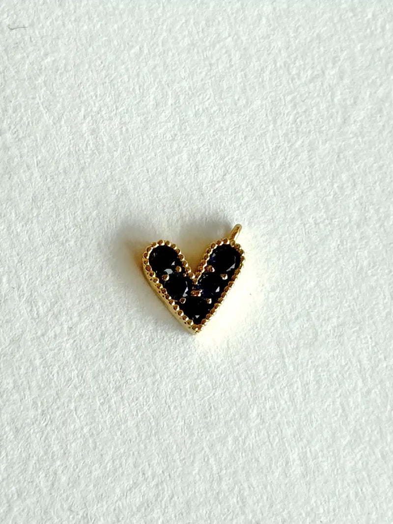 Blue Zircon Heart Charm