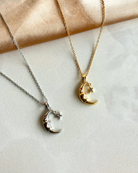 Crescent and Star Dangle Necklace with Stones - thumbnail 1