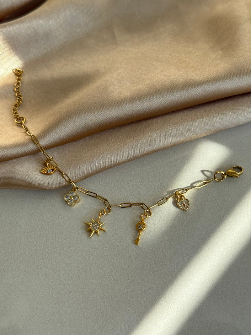Minimalist Charm Bracelet with Stones