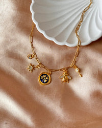 Blue Clover Bee Keychain Paperclip Necklace - thumbnail 3