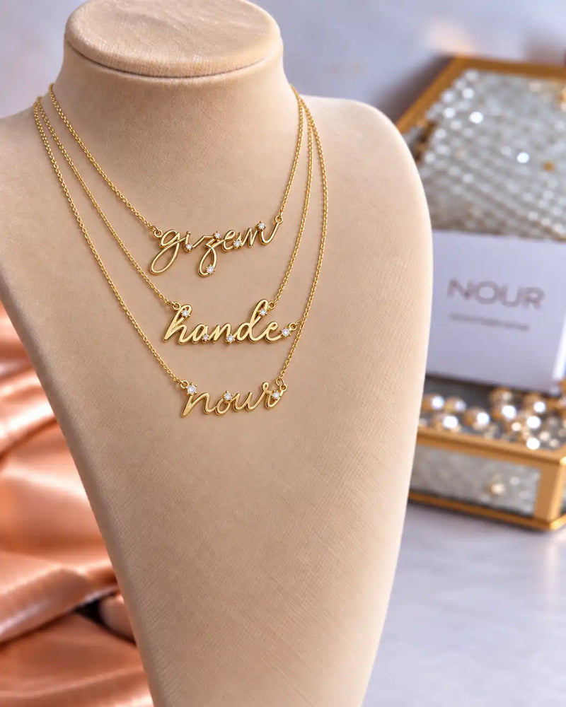 925 Sterling Silver | Stone-Set Name Necklace