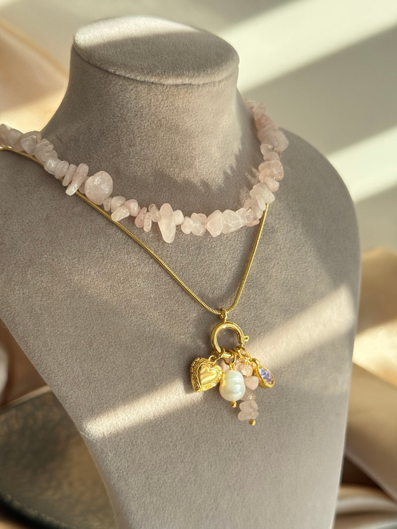 Pink Quartz Charm Necklace