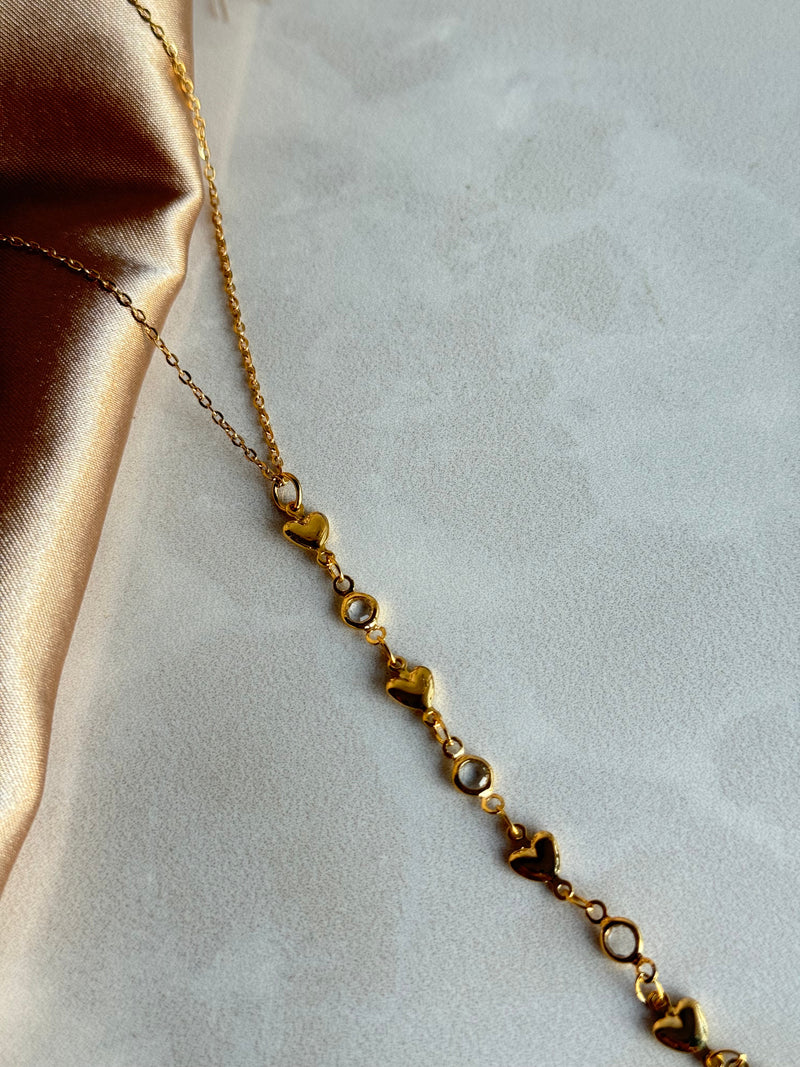 Stone Heart "Y" Necklace