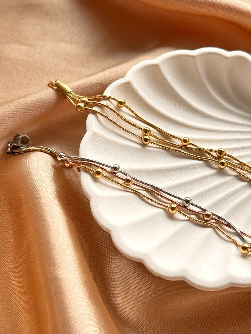 Steel Dorika Three-Chain Bracelet
