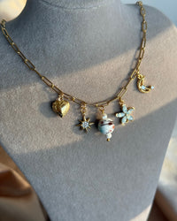 Aqua Green Flower Porcelain Pearl Necklace - thumbnail 3