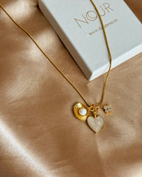 Pearl Mother-of-Pearl Heart Charm Necklace - thumbnail 2