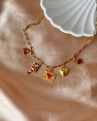 Letter Heart Cherry Paperclip Necklace - thumbnail 2