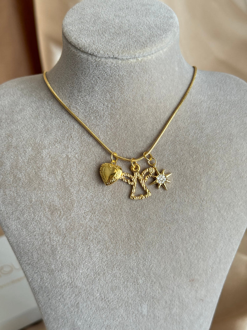 Angel Heart Star Charm Necklace