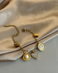 Pearl Clover Heart Charm Bracelet - thumbnail 2
