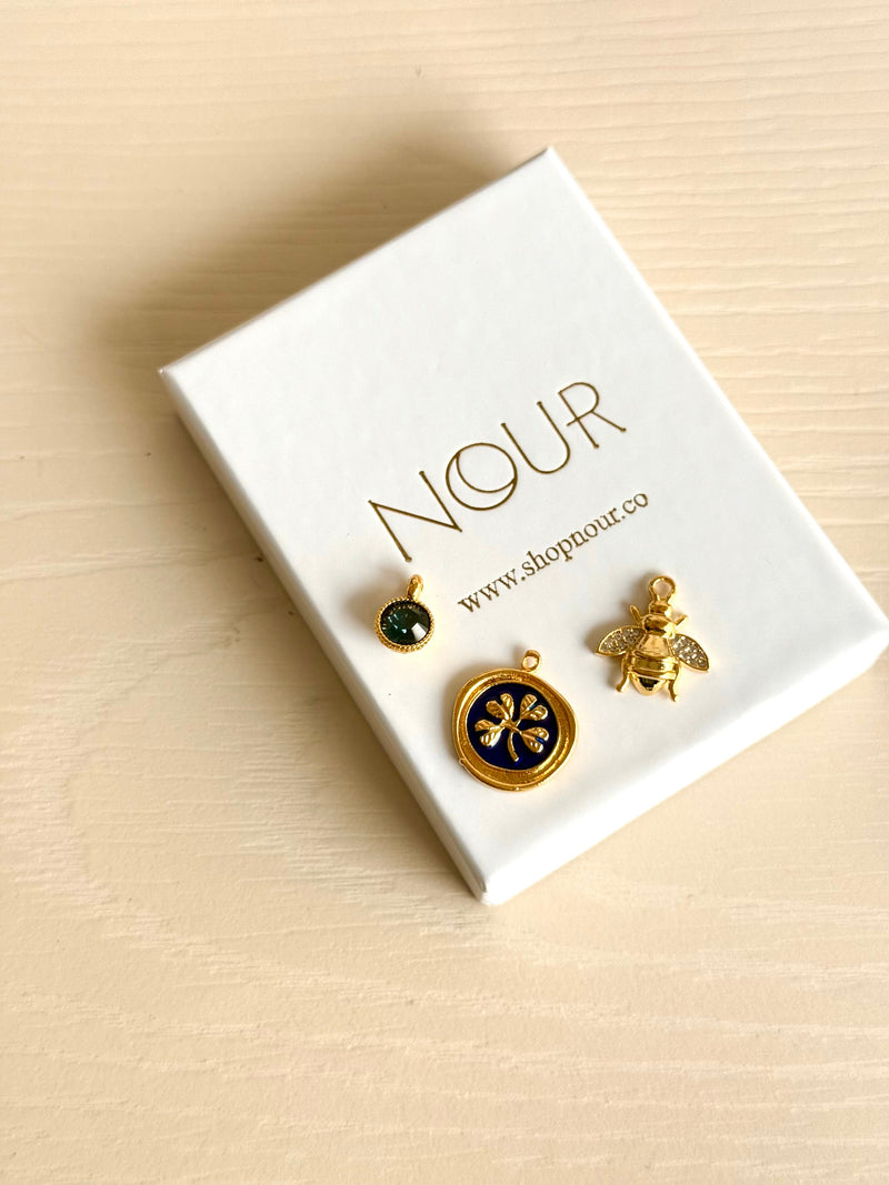 Clover Bee Blue Stone Charm