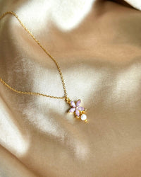 Pink Lotus Pearl Necklace - thumbnail 3