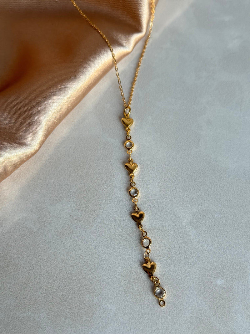 Stone Heart "Y" Necklace