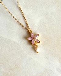 Pink Lotus Pearl Necklace - thumbnail 1