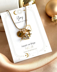 Zodiac Heart Letter Necklace - thumbnail 2