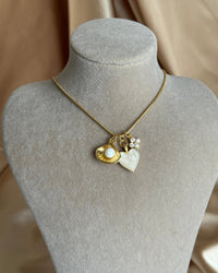 Pearl Mother-of-Pearl Heart Charm Necklace - thumbnail 1