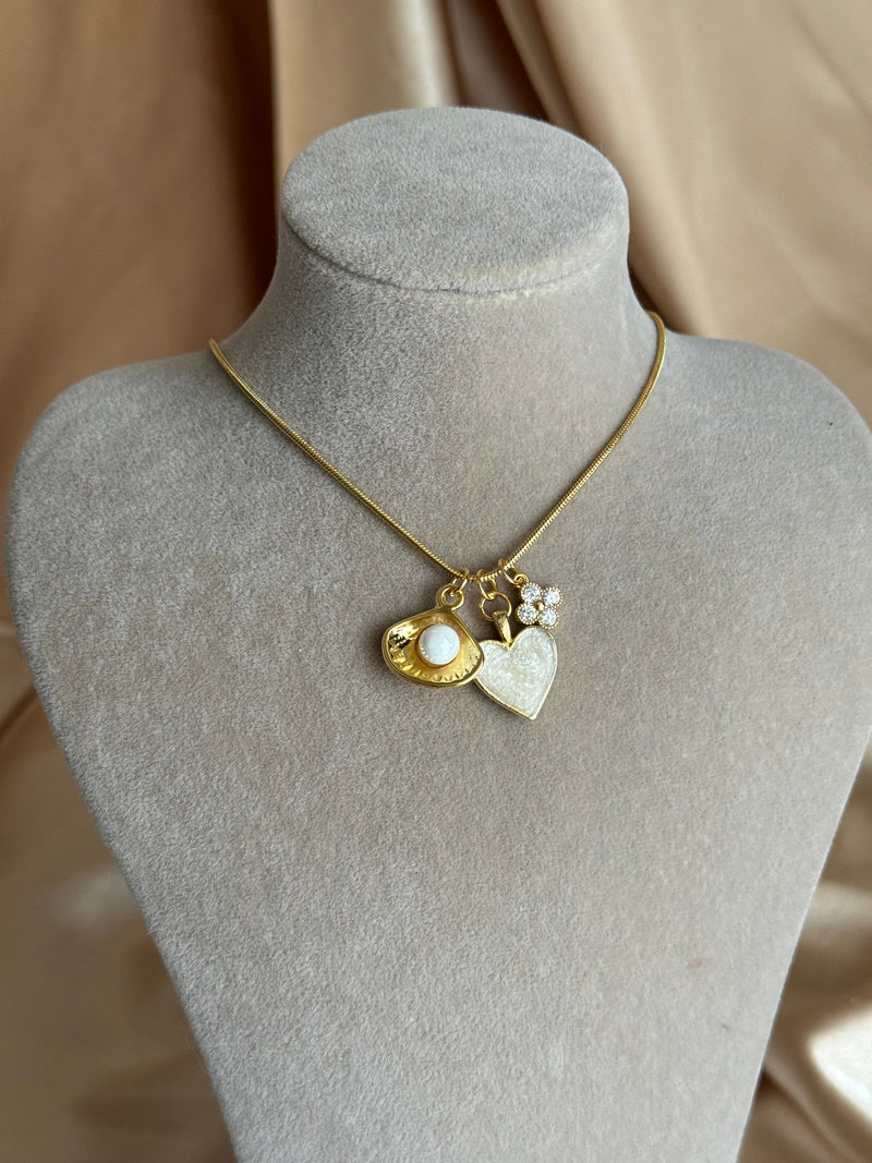 Pearl Mother-of-Pearl Heart Charm Necklace