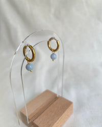 Aquamarine Mini Hoop Earrings - thumbnail 2