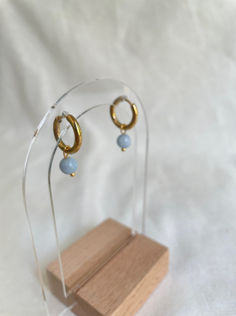 Aquamarine Mini Hoop Earrings