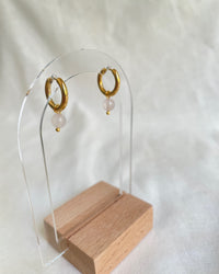 Pink Quartz Mini Hoop Earrings - thumbnail 2