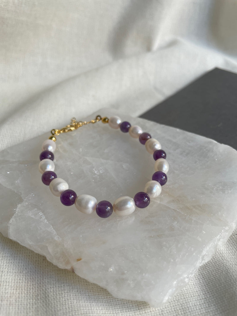 Amethyst Pearl Bracelet