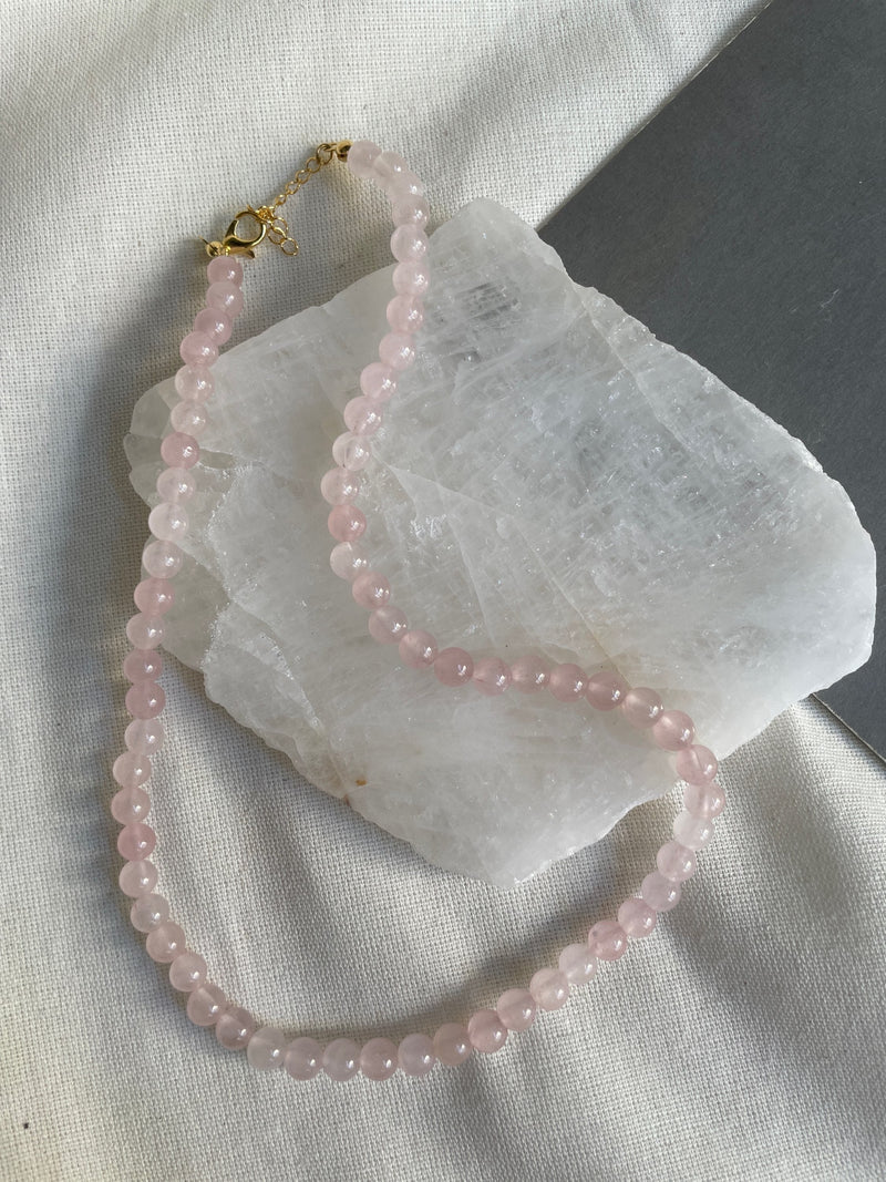 Pink Quartz Bead Necklace