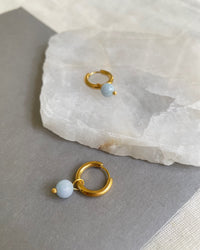 Aquamarine Mini Hoop Earrings - thumbnail 1