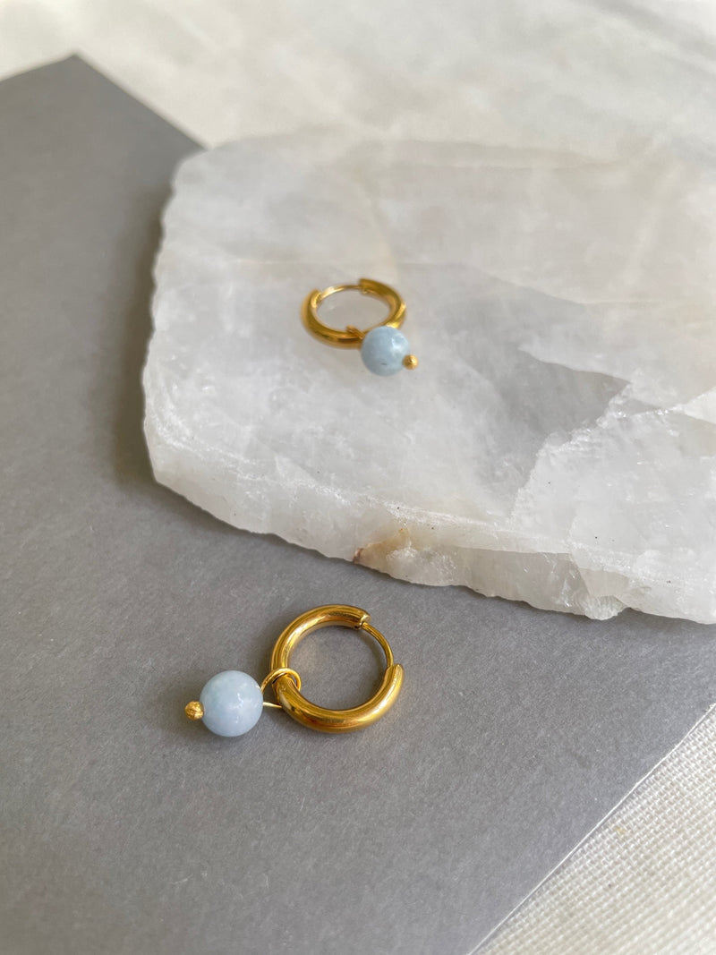 Aquamarine Mini Hoop Earrings