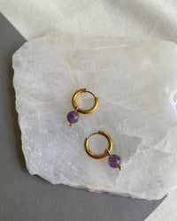 Amethyst Mini Hoop Earrings - thumbnail 4