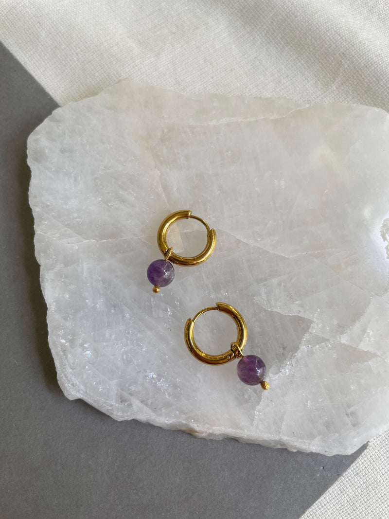 Amethyst Mini Hoop Earrings