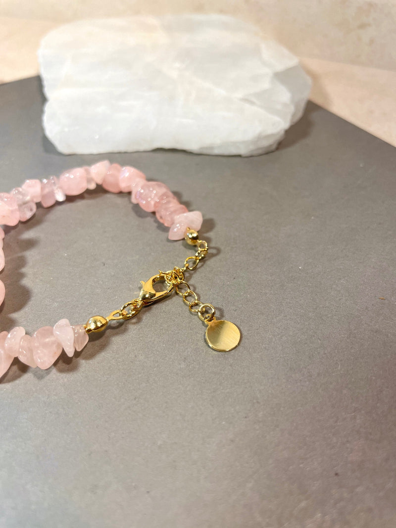 Pink Quartz Cracked Stone Necklace