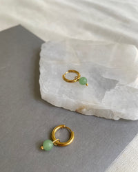 Aventurine Mini Hoop Earrings - thumbnail 2