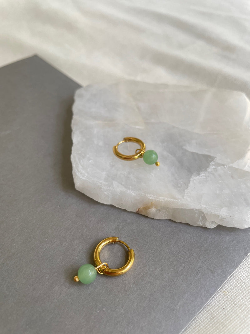 Aventurine Mini Hoop Earrings