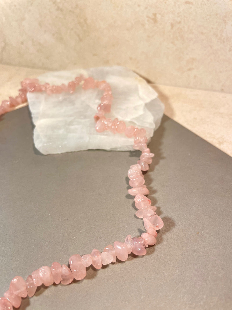 Pink Quartz Cracked Stone Necklace